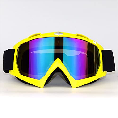 AYKANING Motocross Brille,Motorradbrille Mode Motorrad Motocross Off-Road Gläser Racing Dirt Bike Anti-UV-Helm-Goggle(Color:Yellow Frame) von AYKANING