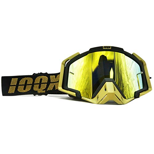 AYKANING Motocross Brille,Motorradbrille Moto Sonnenbrille Motorrad Outdoor Gläser Schutzbrillen for Motocross Gläser Motorrad Helmbrillen(Color:Gold) von AYKANING