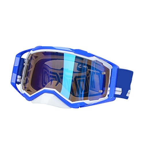 AYKANING Motocross Brille,Motorradbrille Motocross Goggles abseits der Straßenbrille Dirt Bike Motorrad Helme Goggles Ski Sport Gläser Mountainbike Radfahren Brille(Color:Blue) von AYKANING