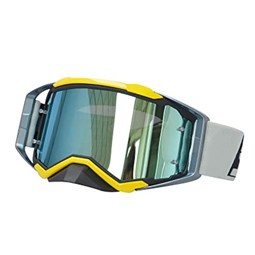 AYKANING Motocross Brille,Motorradbrille Motocross Goggles abseits der Straßenbrille Dirt Bike Motorrad Helme Goggles Ski Sport Gläser Mountainbike Radfahren Brille(Color:Yellow gray) von AYKANING