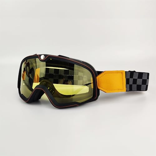 AYKANING Motocross Brille,Motorradbrille Motorrad Brille Retro Motocross Brille Roller ATV Skifahren Sonnenbrille Brillen Anti-UV Cafe Racer Chopper Radfahren Racing (Color : OGL-R-Yellow) von AYKANING