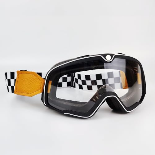 AYKANING Motocross Brille,Motorradbrille Motorrad Brille Retro Motocross Brille Roller ATV Skifahren Sonnenbrille Brillen Anti-UV Cafe Racer Chopper Radfahren Racing (Color : OL-Clear) von AYKANING