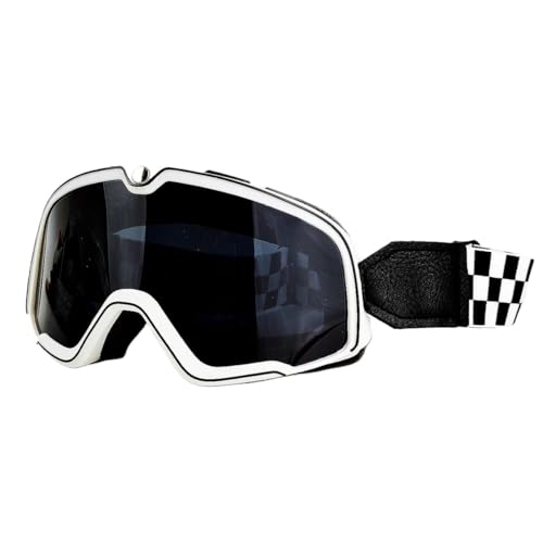 AYKANING Motocross Brille,Motorradbrille Motorrad Brille Ski Brille Motocross Sonnenbrille Vintage Brillen Helm Radfahren Racing Cafe Racer Chopper MTB ATV(Color:BL-WT-Gary lens) von AYKANING