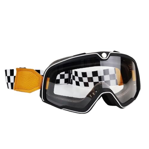 AYKANING Motocross Brille,Motorradbrille Motorrad Brille Ski Brille Motocross Sonnenbrille Vintage Brillen Helm Radfahren Racing Cafe Racer Chopper MTB ATV(Color:OL-Clear lens) von AYKANING