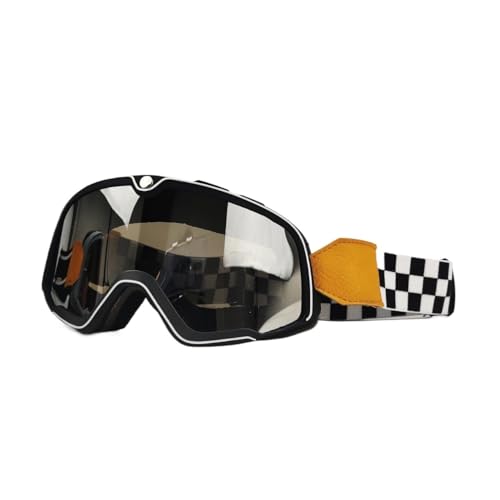AYKANING Motocross Brille,Motorradbrille Motorrad Brille Ski Brille Motocross Sonnenbrille Vintage Brillen Helm Radfahren Racing Cafe Racer Chopper MTB ATV(Color:OL-Silver lens) von AYKANING