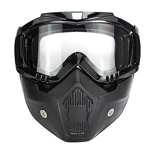 AYKANING Motocross Brille,Motorradbrille Motorrad Gläser Motocross Moto Reiten Brille Abnehmbare Goggle UV Schutz Skifahrer Motorrad Open Face Helm Mask(Color:Clear Lens) von AYKANING
