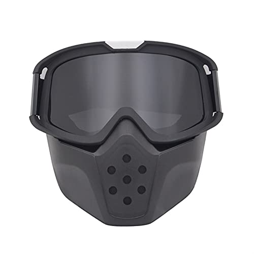AYKANING Motocross Brille,Motorradbrille Motorrad Goggle Maske Retro Open Face Helm Mask Motocrossbrille mit abnehmbarem Maske Paintball Spiel Gesichtsmaske Moto Mask (Color : Grey Lens) von AYKANING