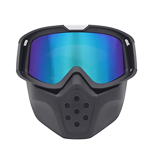 AYKANING Motocross Brille,Motorradbrille Motorrad Goggle Maske Retro Open Face Helm Mask Motocrossbrille mit abnehmbarem Maske Paintball Spiel Gesichtsmaske Moto Mask (Color : Rainbow Lens) von AYKANING