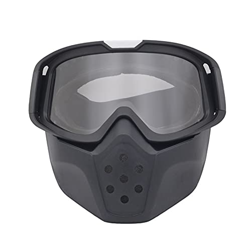 AYKANING Motocross Brille,Motorradbrille Motorrad Goggle Maske Retro Open Face Helm Mask Motocrossbrille mit abnehmbarem Maske Paintball Spiel Gesichtsmaske Moto Mask (Color : Transparent Lens) von AYKANING