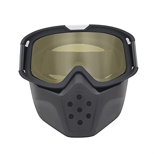 AYKANING Motocross Brille,Motorradbrille Motorrad Goggle Maske Retro Open Face Helm Mask Motocrossbrille mit abnehmbarem Maske Paintball Spiel Gesichtsmaske Moto Mask (Color : Yellow Lens) von AYKANING
