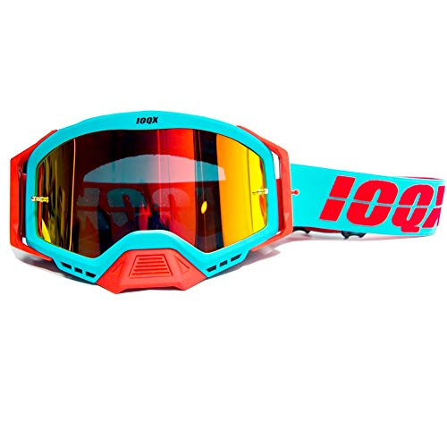 AYKANING Motocross Brille,Motorradbrille Motorrad Sonnenbrille Motocross Safety Protective Night Vision Helm Goggles Fahrer Fahren Gläser (Color : Blue red single) von AYKANING