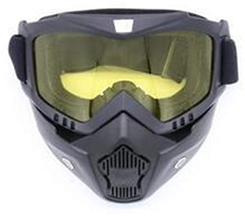 AYKANING Motocross Brille,Motorradbrille Motorradbrillen Maske Stil Schutzfüllsturzhelm Sonnenbrille Road Riding Motorrad Gläser abnehmbar(Color:Yellow) von AYKANING