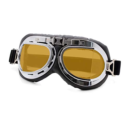 AYKANING Motocross Brille,Motorradbrille Retro Motorradbrille Brille Vintage Moto Classic Goggles Pilot Bike Kupfer Helm (Color : Retro Goggles 1 Y) von AYKANING
