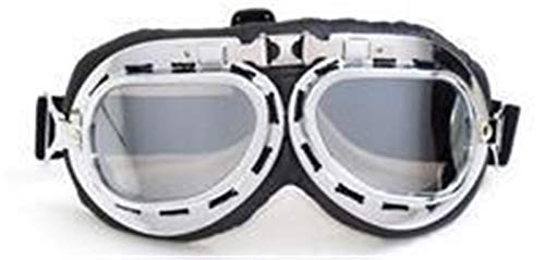 AYKANING Motocross Brille,Motorradbrille Vintage Anti-UV-Motorrad-Fahrrad-Roller-Pilot-Goggles-Helm-Gläser Motocross-Helm-Eyewear (Color : Silver plated) von AYKANING