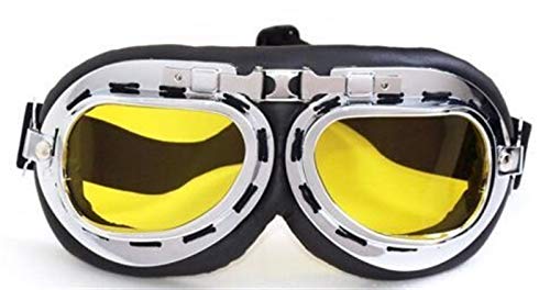 AYKANING Motocross Brille,Motorradbrille Vintage Anti-UV-Motorrad-Fahrrad-Roller-Pilot-Goggles-Helm-Gläser Motocross-Helm-Eyewear (Color : Yellow) von AYKANING