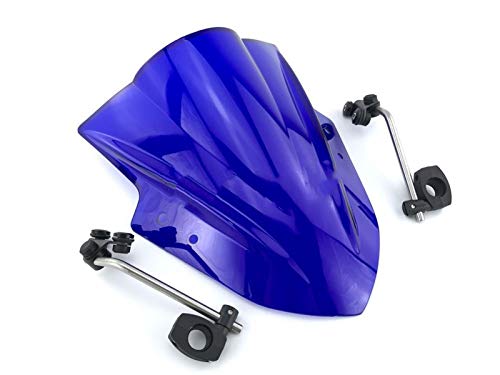 AYKANING Windschild Motorrad,Motorrad Windabweiser Motorrad-Windschutzscheiben-Windschutzscheibe mit einem einstellbaren Klammer-Windschirm(Color:Blue) von AYKANING