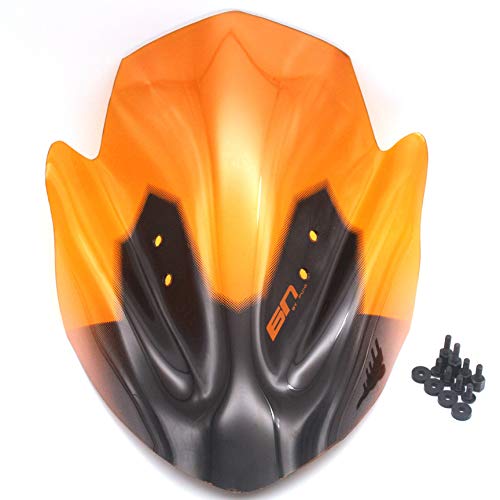AYKANING Windschild Motorrad,Motorrad Windabweiser Motorradzubehör Windschutzscheibe Winddichte Windschutzscheiben-Deflektoren viso(Color:Orange) von AYKANING