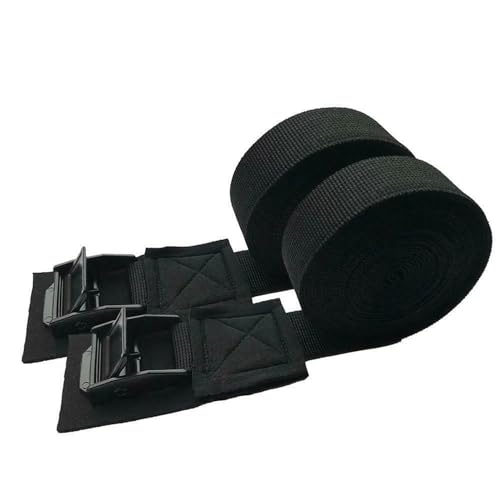 AYKANING Zurrgurt,Zurrgurte 2 Stück 2/3/4/5 m * 2,5 cm schwarzer Spanngurt starker Ratschengürtel Gepäcktasche Ladungssicherung mit Metallschnalle (Color : 200x2.5cm) von AYKANING