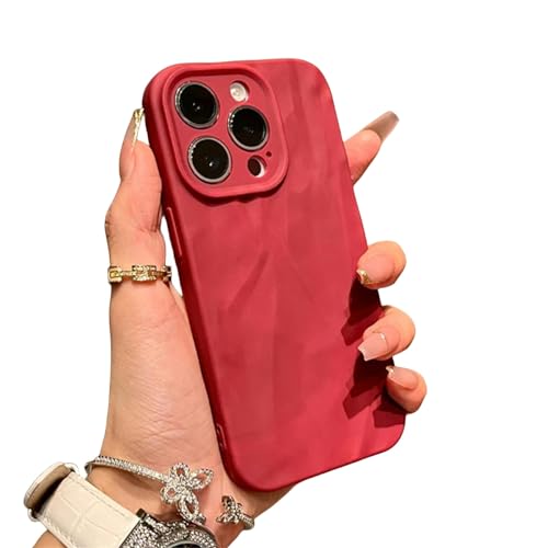 AYKZGIQS Handyhülle Fashion Silica Fold Falten Telefon Hülle Für iPhone 15 14 13 12 11 Pro Max Soft Conbon Farbe Full Cover-Für Iphone15 Pro Max-W-Red von AYKZGIQS