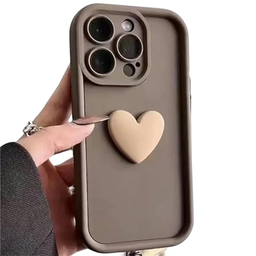 AYKZGIQS Handyhülle Love Heart Silica Telefon Hülle Für iPhone 11 12 13 14 15 Pro Max Fashion Candy Case Cover-Für iPhone 13-Braun von AYKZGIQS
