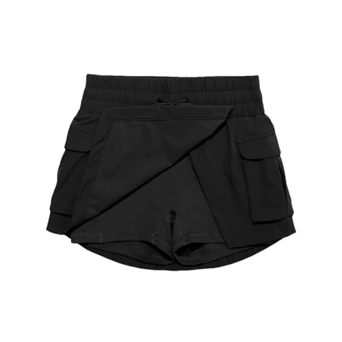 AYKZGIQS Shorts Damen Damen -Shorts Sommer Casual Ladies Hosen Seitentasche Hohe Taille Weitbein Shorts Mit Elastischer Taille-schwarz-XL von AYKZGIQS