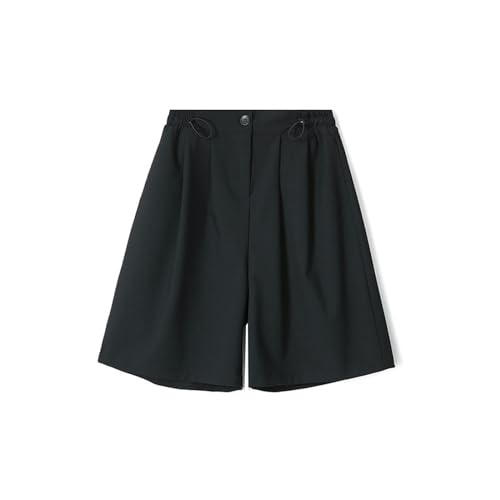 AYKZGIQS Shorts Damen Einstellbare Kordelschnüre Auf Beiden Seiten, Gelegenheits-weitbein-Shorts Von Frauen, Sommer-hochverkleidungshose Für Hochverkleidungen- Schwarz-m von AYKZGIQS