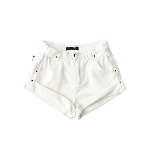 AYKZGIQS Shorts Damen Sommer-Denim-Shorts Fünffarbige Elastische Taille Curled Denim Hot Hosen Für Frauen-weiß-s von AYKZGIQS