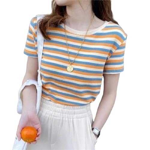 AYKZGIQS T Shirt Kurzarm T-Shirt Ladies Damen Dekoration Top Bottom Shirt T-Shirt Für Weibliche Tops-Orange-XXL von AYKZGIQS