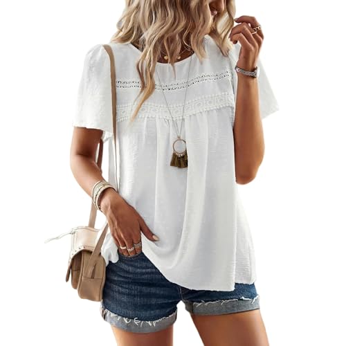 AYKZGIQS T Shirt O-Neck Kurzarm T-Shirt Sommer All-Match Lässig T-Shirt Weibliche Kleidung-Weiß-M von AYKZGIQS