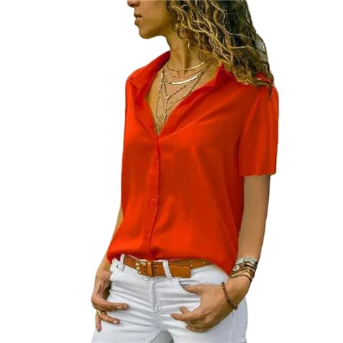 AYKZGIQS T Shirt Sommer Lässige Kurze Schläfrige Lose Frauen Weiße Hemd Büro Mujer Femme Bluses-Rot-3Xl von AYKZGIQS