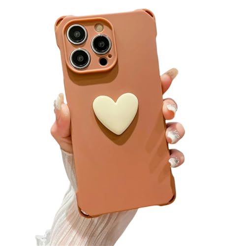 AYKZGIQS iPhone Hülle Love Heart Mattelefonhülle Fürphone 15 14 13 12 11 Soft Rückenabdeckung-Für Dasphone 12Pro Max-Braun von AYKZGIQS
