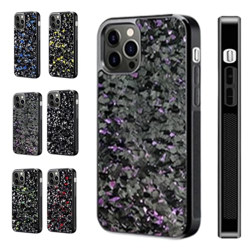 Forged Carbon Fiber Phone Case, Ultra-Thin All-Inclusive Magnetic Anti-Fall Protective Shockproof Phone Case Cover for iPhone 15 14 13 12 Pro Max, Support Wireless Charging (For 15promax,Purple) von AYLHO