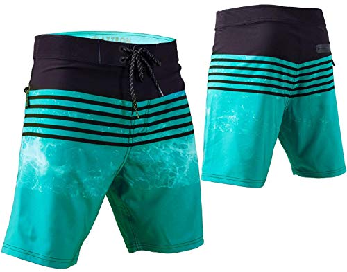 Aztron Wave Herren Short Hose Boardshort Wakeboard Swimshort, Schwarz /Grün, Gr.- M (32) von AZTRON