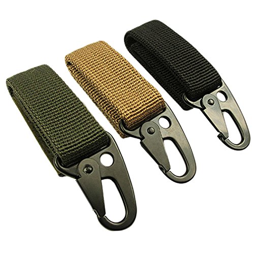 AZX Nylon Klettern Clip Gurtband Standard Schlüssel Haken Schnalle Schlüssel Kette Quick Release Outdoor Aufhängen Gürtel Karabiner Clip, schwarz von AZX