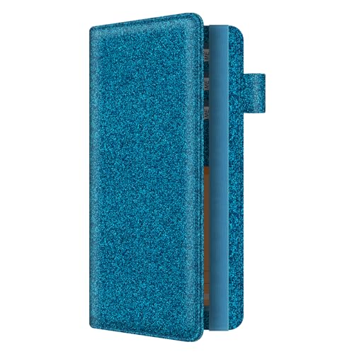 Aatacas Scheckbuchhülle – hochwertiges bedrucktes Leder, persönliches RFID-blockierendes Scheckbuch, Kreditkartenetui für Damen und Herren, Blau (Bling Blue), Einheitsgröße, Modern von Aatacas