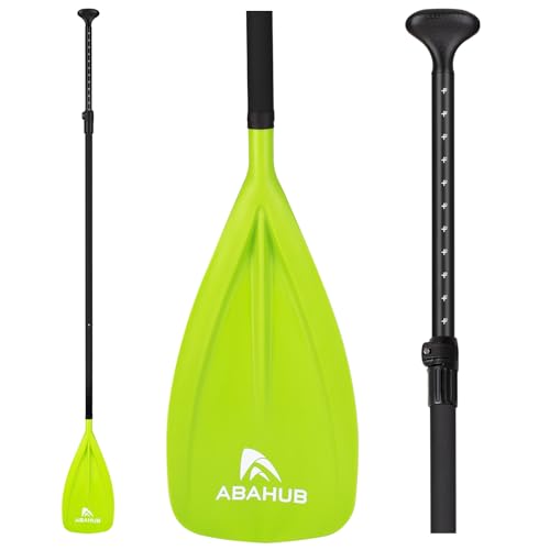 Abahub SUP Paddel 3teilig Stand Up Teleskoppaddel 173-213cm Aluminium mit PU Beschichtung für SUP Board Surfboard Bootfahren Kanusport, Kunststoff-Nylonblatt in Schwarz/Blau/Grün/Orange/Gelb/Türkis von Abahub