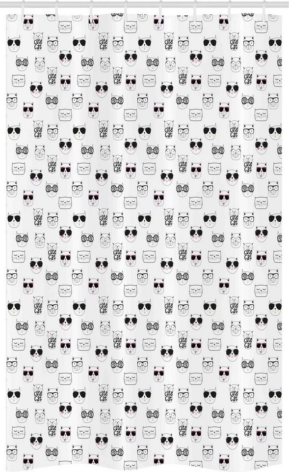 Abakuhaus Duschvorhang Badezimmer Deko Set aus Stoff mit Haken Breite 120 cm, Höhe 180 cm, Katze Kühle Hipster Sonnenbrillen von Abakuhaus
