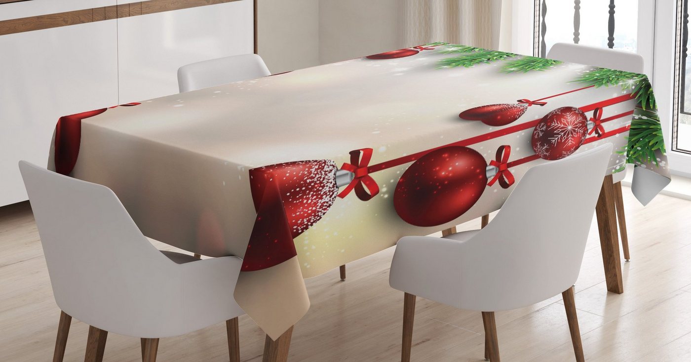 Abakuhaus Tischdecke Farbfest Waschbar Für den Außen Bereich geeignet Klare Farben, Weihnachten Red Ball Ribbons von Abakuhaus
