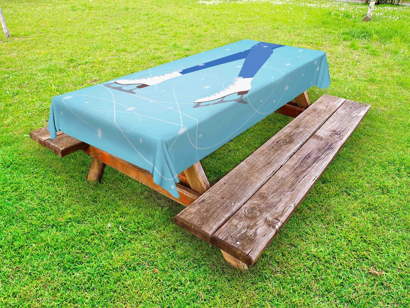 Abakuhaus Tischdecke dekorative waschbare Picknick-Tischdecke, Schlittschuhe Beine auf der Eisbahn von Abakuhaus