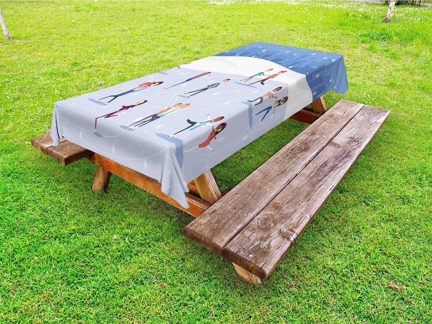 Abakuhaus Tischdecke dekorative waschbare Picknick-Tischdecke, Schlittschuhe Die Leute auf der Eisbahn von Abakuhaus