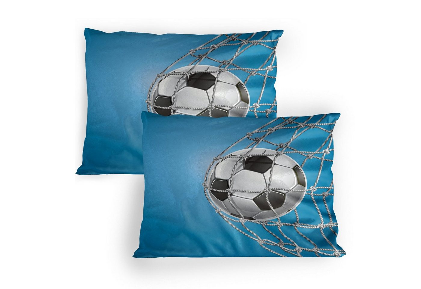 Kissenbezüge Dekorativer Standard Gedruckter Kissenbezug, Abakuhaus (2 Stück), Fußball Goal Ball im Netz von Abakuhaus