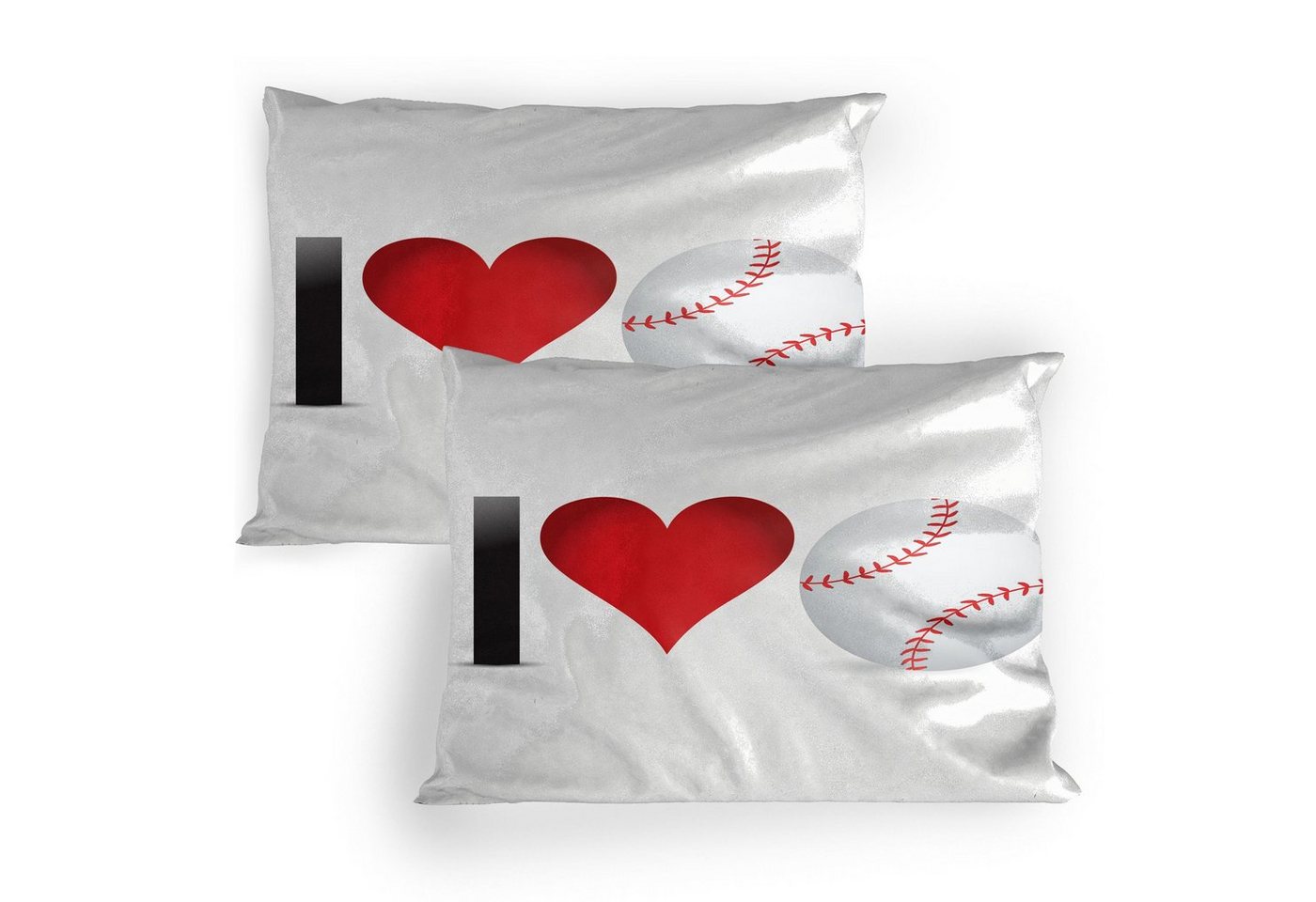 Kissenbezüge Dekorativer Standard Gedruckter Kissenbezug, Abakuhaus (2 Stück), Sport Ich liebe Baseball-Herz von Abakuhaus