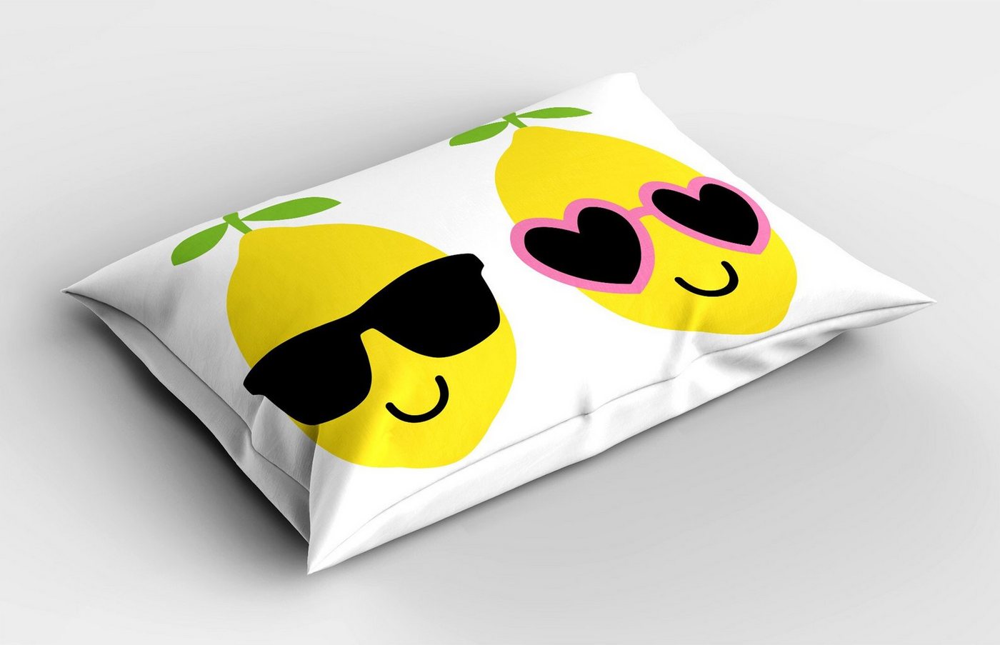 Kissenbezüge Dekorativer Standard Size Gedruckter Kopfkissenbezug, Abakuhaus (1 Stück), Sonnenbrille Junge Mädchen Lemon Lächeln von Abakuhaus