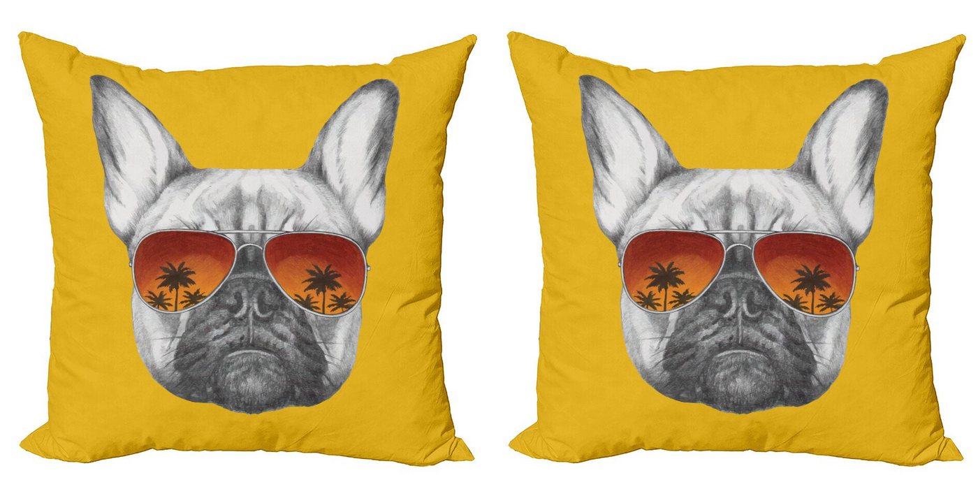 Kissenbezüge Modern Accent Doppelseitiger Digitaldruck, Abakuhaus (2 Stück), Bulldogge Funny Pet in Sonnenbrillen von Abakuhaus