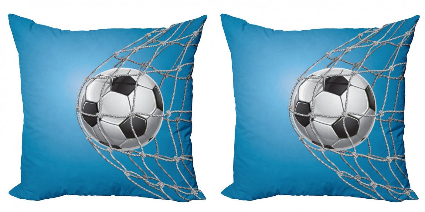 Kissenbezüge Modern Accent Doppelseitiger Digitaldruck, Abakuhaus (2 Stück), Fußball Goal Ball im Netz von Abakuhaus