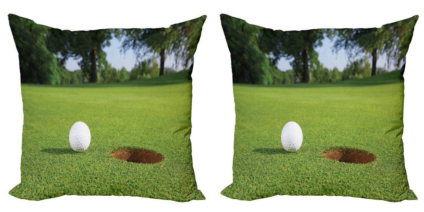 Kissenbezüge Modern Accent Doppelseitiger Digitaldruck, Abakuhaus (2 Stück), Golf Golfball Nähe des Loch von Abakuhaus