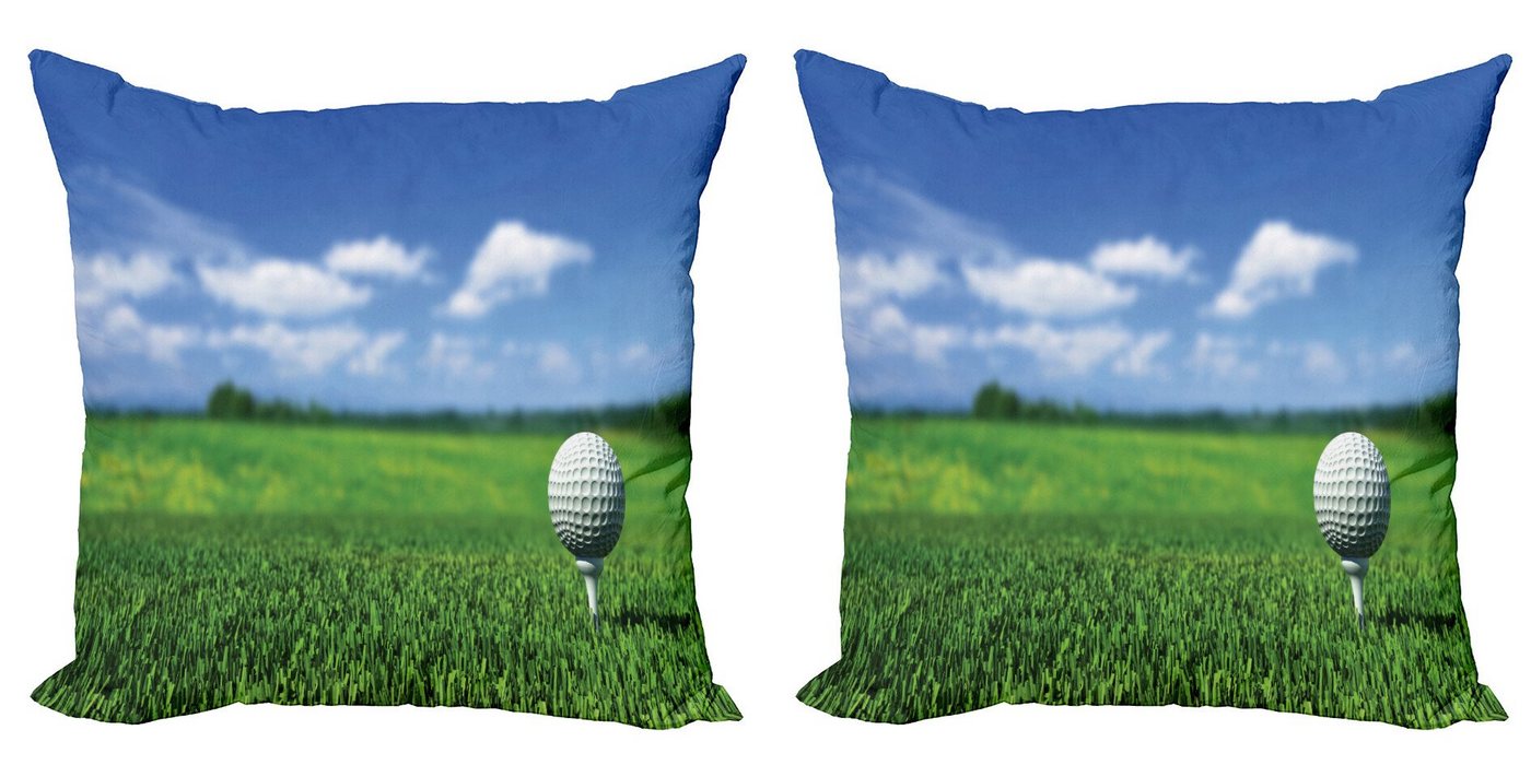 Kissenbezüge Modern Accent Doppelseitiger Digitaldruck, Abakuhaus (2 Stück), Golf Golfball auf T-Stück auf dem Gras von Abakuhaus