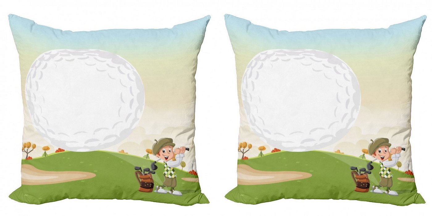 Kissenbezüge Modern Accent Doppelseitiger Digitaldruck, Abakuhaus (2 Stück), Golf Little Boy Schlagen des Balles von Abakuhaus