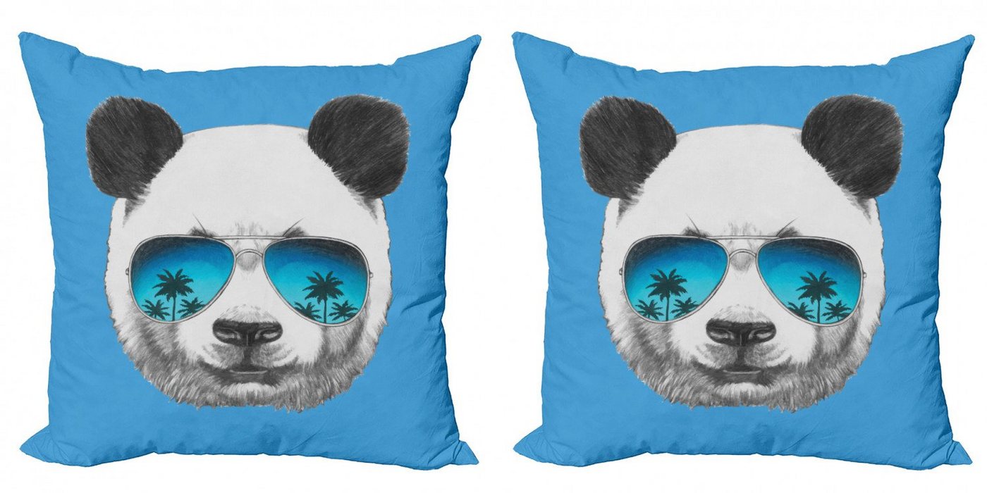 Kissenbezüge Modern Accent Doppelseitiger Digitaldruck, Abakuhaus (2 Stück), Sonnenbrille Einzelne Kühler Panda-Gesicht von Abakuhaus
