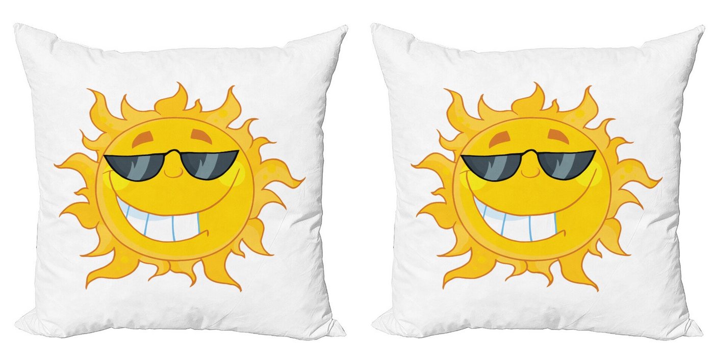 Kissenbezüge Modern Accent Doppelseitiger Digitaldruck, Abakuhaus (2 Stück), Sonnenbrille Fröhlich Sun Lächeln von Abakuhaus